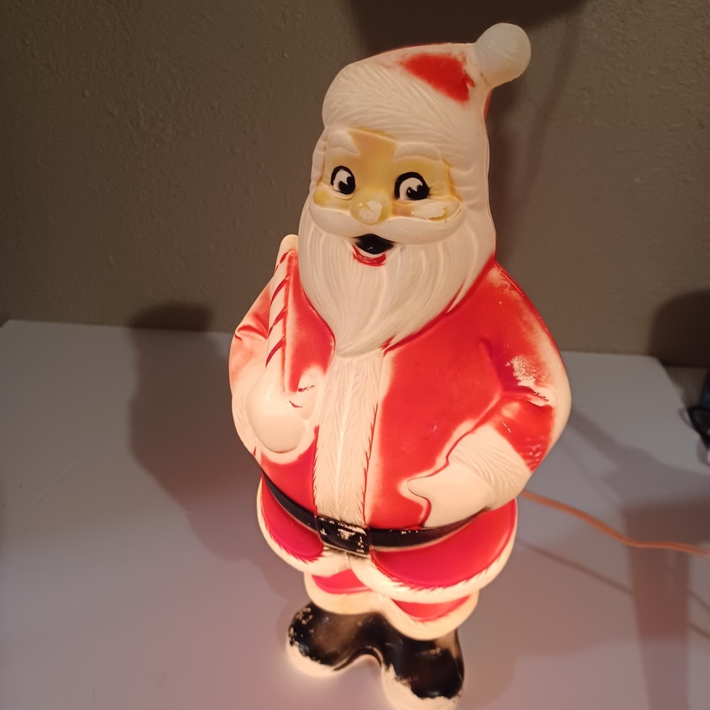RARE  Lidco 1960's Vintage Blow Mold Santa With Candy Cane 13-1/2" Works Great! - Picture 8 of 9